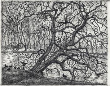 Potloodtekening van de Belgische kunstenaar Paul Van Dessel uit Antwerpen