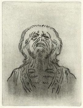 Paul Van Dessel met een ets verwerkt in een symbolisch kunstwerk