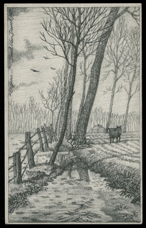 Tekening van de Antwerpse kunstenaar Paul Van Dessel