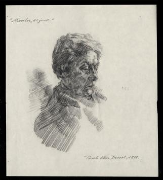 de Belgische tekenaar Paul Van Dessel met een tekening