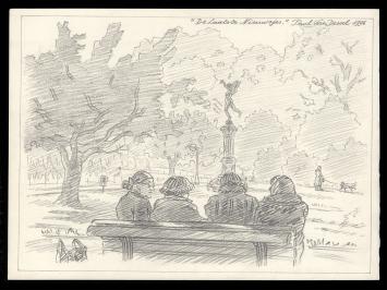 de Belgische tekenaar Paul Van Dessel met een tekening