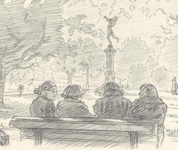 Paul Van Dessel met een kleine tekening uit 1996