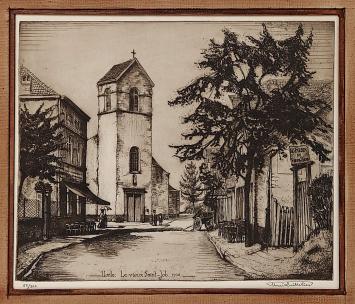 De Belgische etser Henri Quittelier met een ets