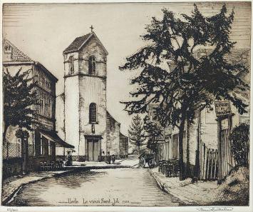 Een gesigneerde ets van Henri Quittelier