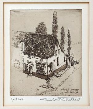 Een gesigneerde ets van Henri Quittelier