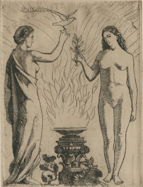 Een gesigneerde ets van Henri Quittelier