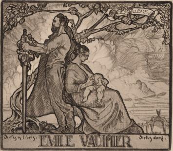 Henri Quittelier met een ex libris, Emile Vauthier 1921