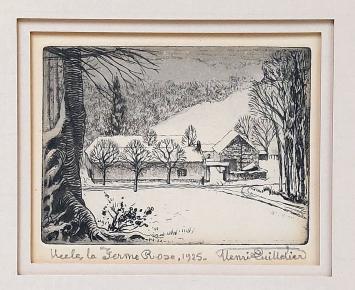 De Belgische kunstenaar Henri Quittelier  met een grafisch werkje