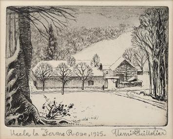 Een gesigneerde ets van Henri Quittelier