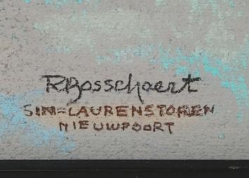 Renaat Bosschaert met Sint Laurenstoren te Nieuwpoort