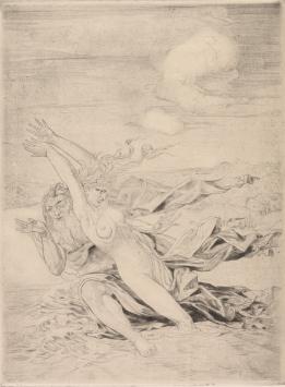 Robert Crommelynck met een religieuze gravure