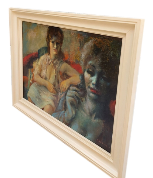 Concubines op en aan de rode sofa