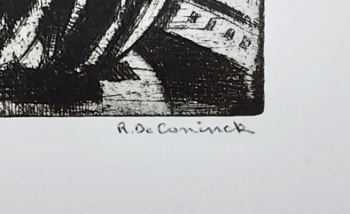 René De Coninck met een ets