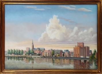 Olieverfschilderij van Boom langs de Rupel