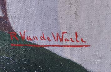Raymond Van De Waele met een schilderij op canvas
