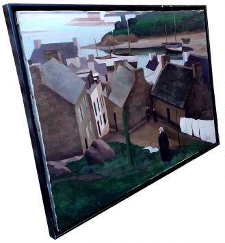 Schilderij vrouwen in vissersdorp
