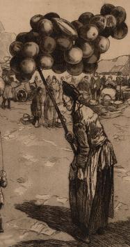 Het meisje met de ballon bij de ballonnenverkoopster