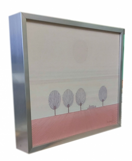 Raymond Ghys met een surrealistisch schilderijtje