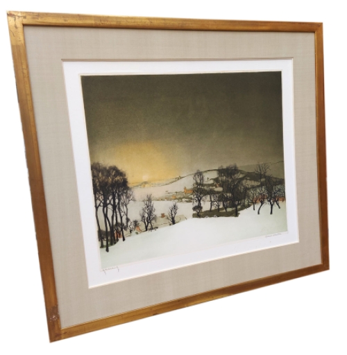 Litho winterlandschap met heuvels naar Valerius De Saedeleer EA