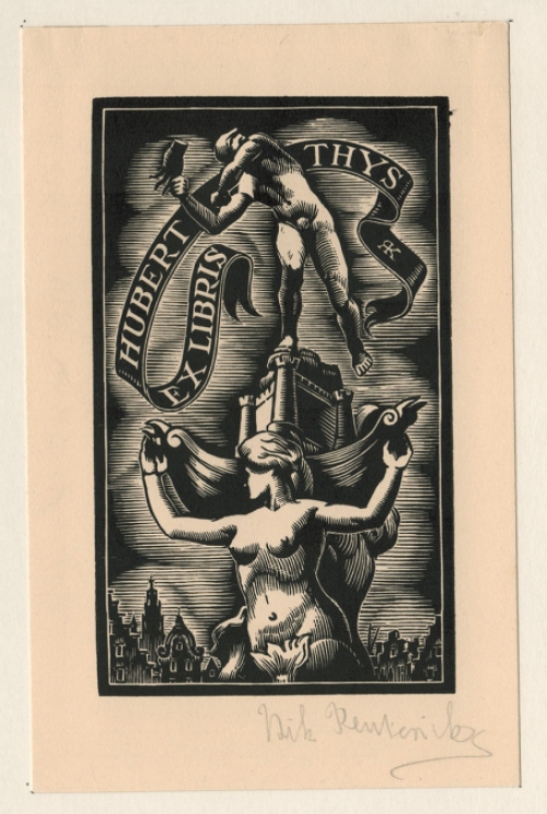 Belgische kunstenaar Rik Keuterickx met een houtsnede