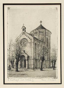 Belgische etser R. Malfliet met een ets