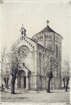 Romain Malfliet met een ets van Sint Niklaas