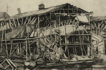 Werven te Oostende van de kunstenaar R.  Schönberg