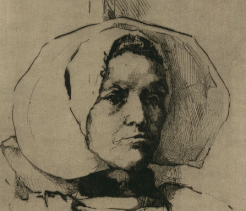 Rodolphe Schönberg met een ets, Grietje