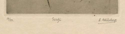 Etsen van Belgische etser Rodolphe Schönberg