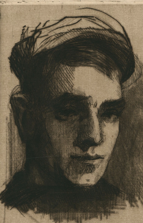 Rodolphe Schönberg met een ets, Jonge Visserskop