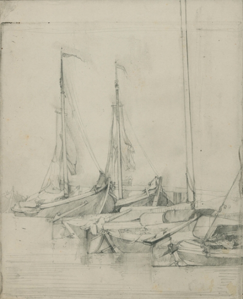 Belgische kunstenaar R. Schönberg met een tekening