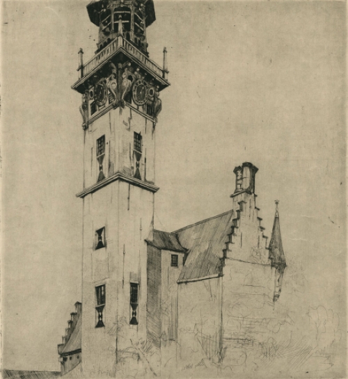 Ets van Veere geëtst door R. Schönberg