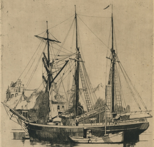 Rodolphe Schönberg met een grote ets