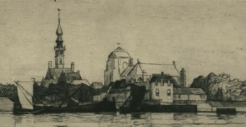 Rodolphe Schönberg met een oude ets in uitstekende staat