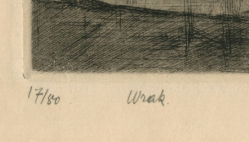 Etsen van Belgische etser Rodolphe Schönberg