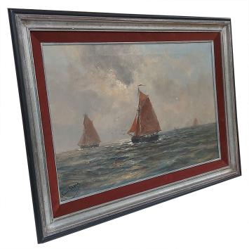 Vlaams kunstwerkje kopen, boten op zee