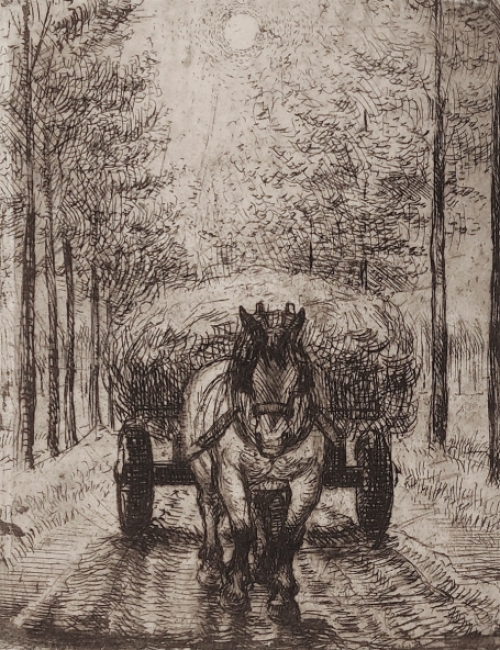 Romain Malfliet met een ets paard en kar