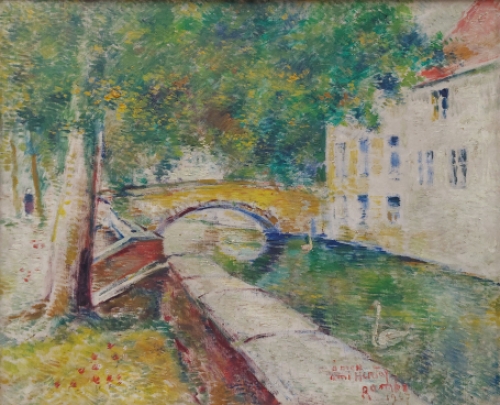 Jules Rabo met een impressionistisch schilderij
