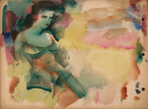 Aquarel van de Belgische kunstenaar Raphaël De Buck of Raf De Buck