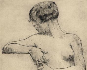 Armand Rassenfosse met een ets, Contraste