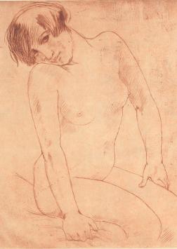 Armand Rassenfosse met een ets, Hermine