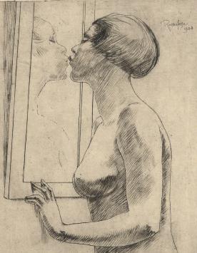 Armand Rassenfosse met een ets, Irène