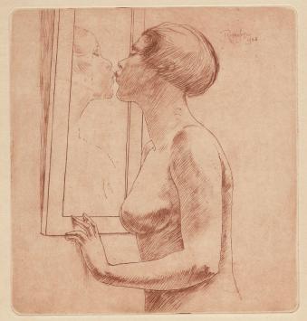 Armand Rassenfosse met een ets uit 1928