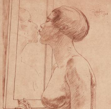 Armand Rassenfosse met een ets, Irène