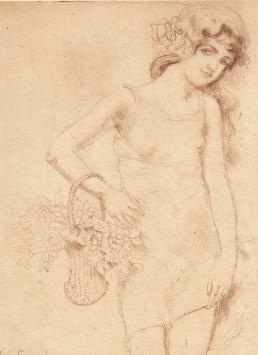 Armand Rassenfosse met een ets, Jane