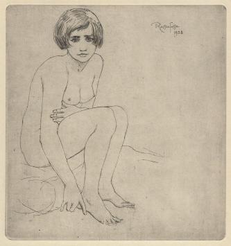 Armand Rassenfosse met een ets uit 1928