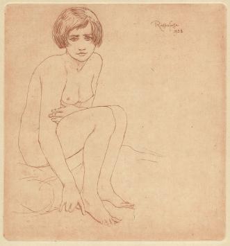 Armand Rassenfosse met een ets uit 1928