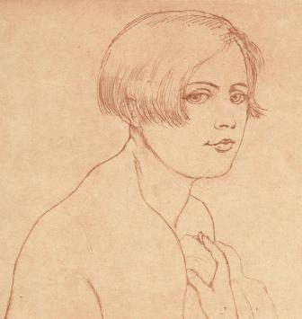 Armand Rassenfosse met een ets, Micheline