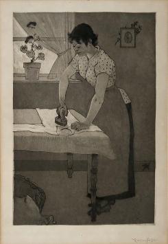 Etching van A. Rassenfosse, la repasseuze II