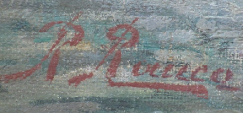 Kunstschilder René Raucq met een schilderij
